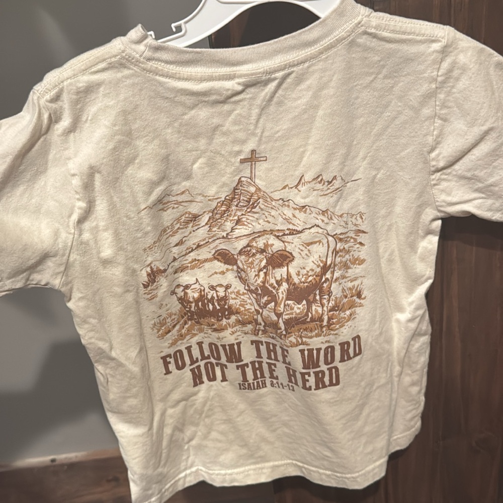 Kids Beige Graphic Tee with Inspirational Print